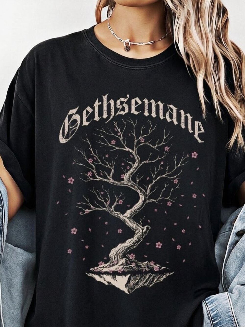 Gothic Tree Cherry Blossom Dark Botanical Graphic Tee